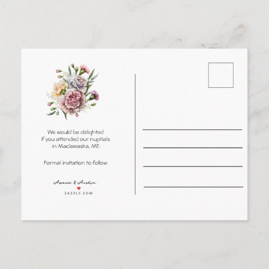 カレンダースタイル結婚式1月の日付を保存 案内ポストカード (裏面)