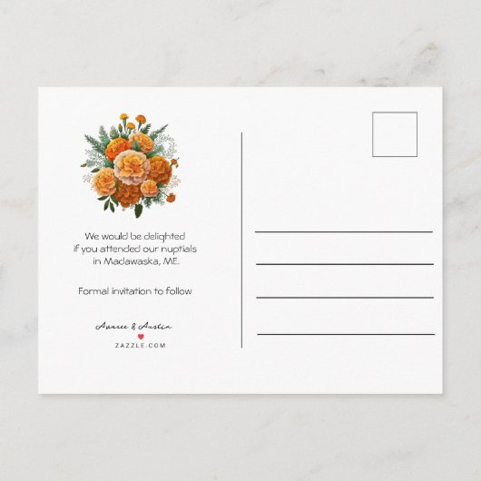 カレンダースタイル結婚式10月の日付を保存 案内ポストカード (裏面)