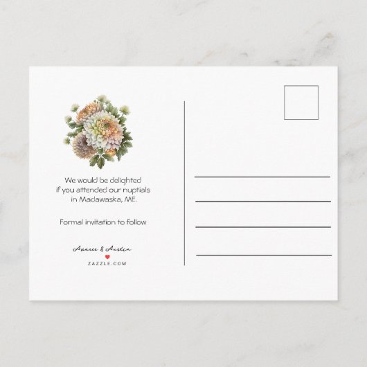 カレンダースタイル結婚式11月の日付を保存 案内ポストカード (裏面)