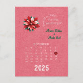 カレンダースタイル結婚式12月の日付を保存 案内ポストカード (正面)
