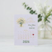 カレンダースタイル結婚式4月の日付を保存 案内ポストカード (スタンド正面)