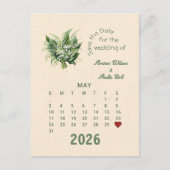 カレンダースタイル結婚式5月の日付を保存 案内ポストカード (正面)