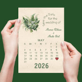 カレンダースタイル結婚式5月の日付を保存 案内ポストカード