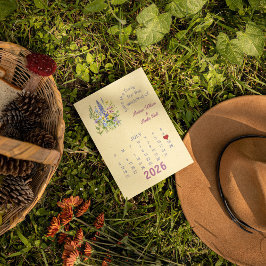 カレンダースタイル結婚式7月の日付を保存 案内ポストカード