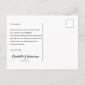 カレンダーハートウェディング日付の写真を保存 案内ポストカード (裏面)