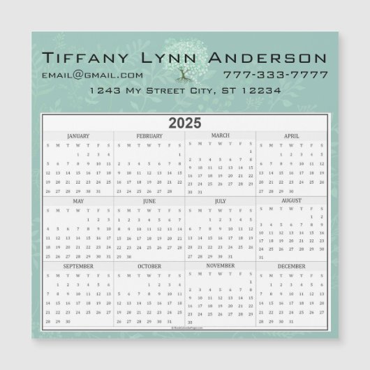 カレンダーハートリーフツリーフローラミントグリーン (正面)