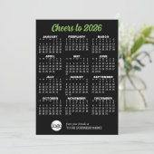 カレンダーブラックグリーンビジネスロゴホリデーカード 招待状 (スタンド正面)