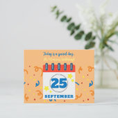 カレンダーページ9月25誕生祝い ポストカード (スタンド正面)