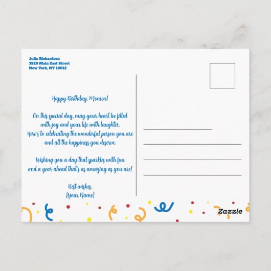 カレンダーページ 9月25日 お誕生日おめでとう ポストカード (裏面)