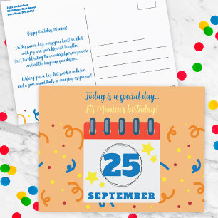 カレンダーページ 9月25日 お誕生日おめでとう ポストカード