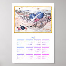 カレンダーモダン抽象芸術通年2020銀河系 ポスター