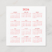 カレンダー付きメリークリスマス スクエア名刺 (裏面)