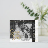 カレンダー写真の結婚式の日付の保存 ポストカード (スタンド正面)
