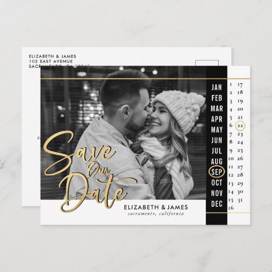 カレンダー写真の結婚式の日付の保存 ポストカード (正面/裏面)