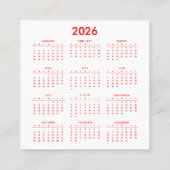 カレンダー新年2026スクエア名刺 スクエア名刺 (裏面)