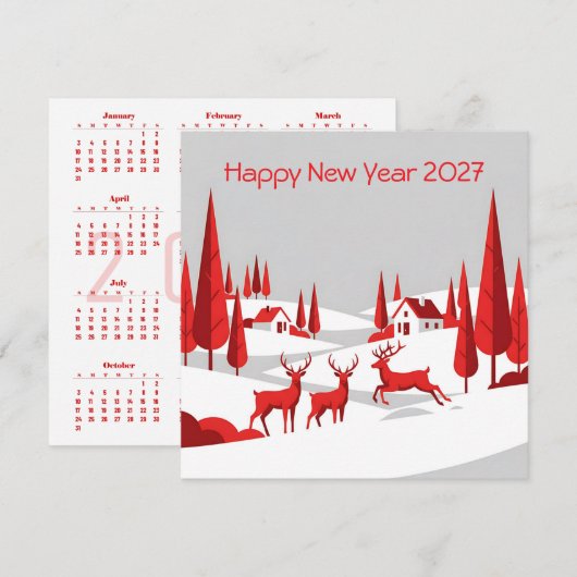 カレンダー新年2027スクエアビジネスカード カード (正面/裏面)