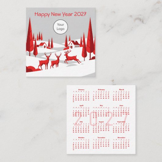 カレンダー新年2027スクエアビジネスカード スクエア名刺 (正面/裏面)