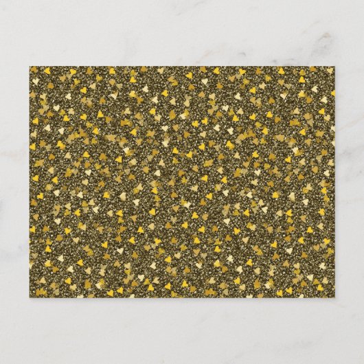 カレンダー日付の保存金ゴールド愛ハートグリッター 案内ポストカード (裏面)