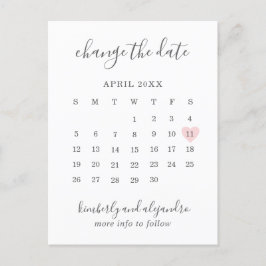 カレンダー日付の変更ピンクのハートかわいい 案内ポストカード