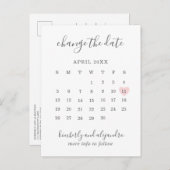 カレンダー日付の変更ピンクのハートかわいい 案内ポストカード (正面/裏面)