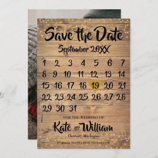 カレンダー日付を保存するフォトウ素朴ィードパネル セーブザデート (正面/裏面)