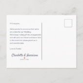 カレンダー日付を保存するブルーシルバーバタフライ 案内ポストカード (裏面)