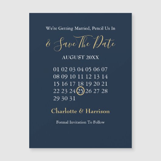 カレンダー日付を保存編集可能な金ゴールド (正面)