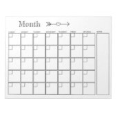 カレンダー白黒月プランナー ノートパッド (正面)