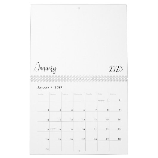 カレンダー空白の2023 (文字付き) カレンダー (1月 2027)