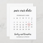 カレンダー赤いハート予算ウェディング日付の保存 (正面/裏面)