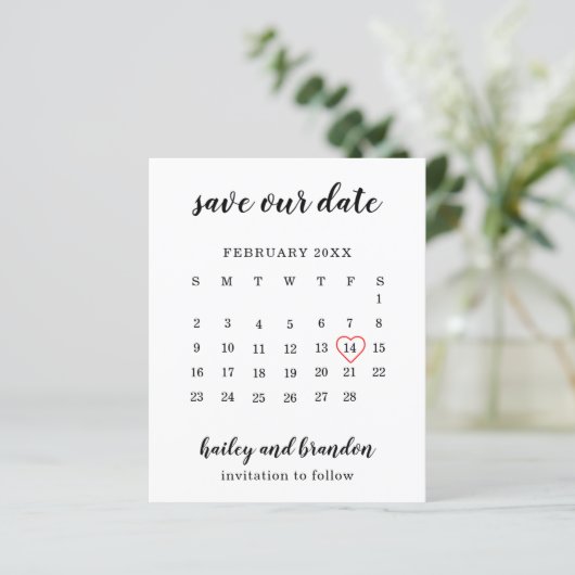 カレンダー赤いハート予算ウェディング日付の保存 (スタンド正面)