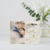 カレンダー金ゴールドハート写真の保存日付 案内ポストカード (スタンド正面)