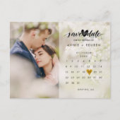 カレンダー金ゴールドラブハート写真Save the Date ポストカード (正面)