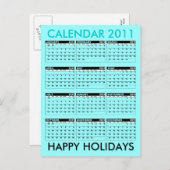 カレンダー2011の幸せな休日の郵便はがきの青 シーズンポストカード (正面/裏面)