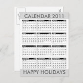 カレンダー2011ハッピーホリデーハガキグレー シーズンポストカード (正面/裏面)