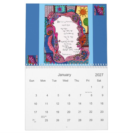 カレンダー2012のクリスチャン カレンダー (1月 2027)