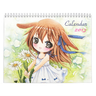 カレンダー2013年-美しい日本製アニメのチビ(小さくかわいく書いた感じ カレンダー