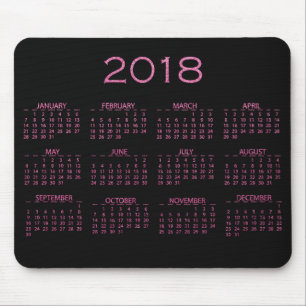 カレンダー2018ブラックブライト鮮やかなピンクグリッター マウスパッド