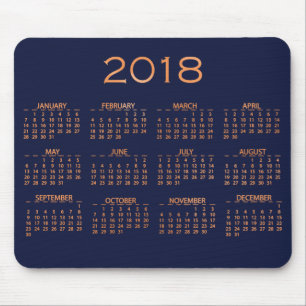 カレンダー2018 Metallic Blue Navy銅バラ金ゴールド マウスパッド