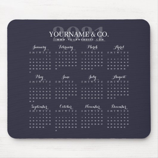 カレンダー2021 Business Name Navy Gray マウスパッド (正面)