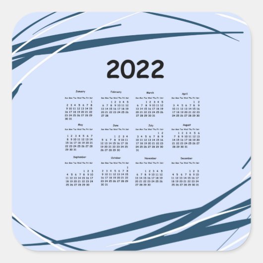 カレンダー2022。Planningビジネス、デザインモダン スクエアシール (正面)