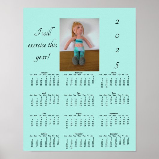 カレンダー2025 -エクササイズ約束ポスター ポスター (正面)