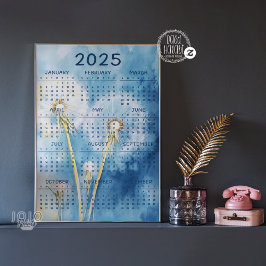 カレンダー2025 Dandelion花背景 メタルプリント