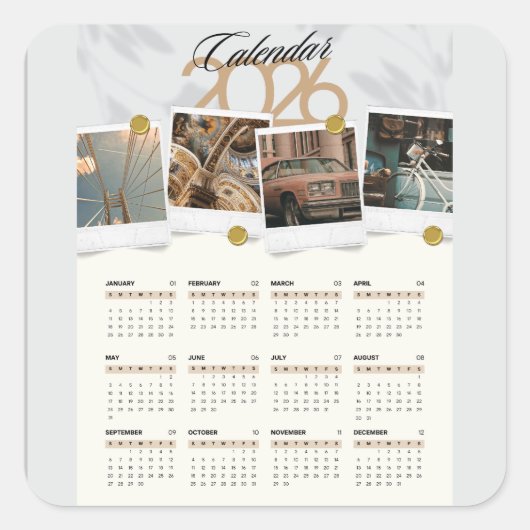 カレンダー2026 スクエアシール (正面)