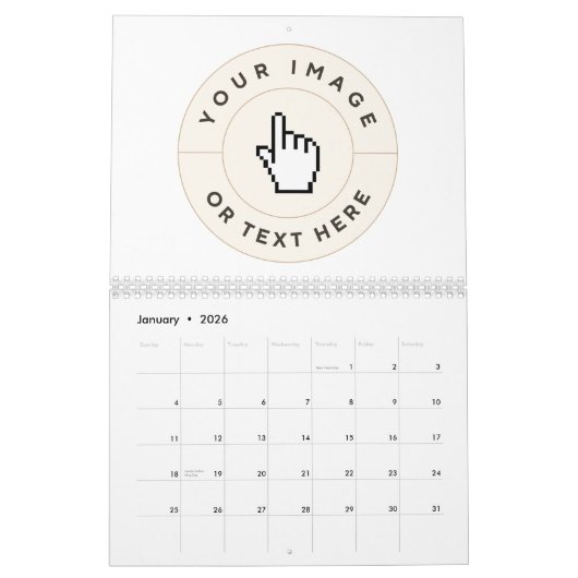 カレンダー – カスタム文字（イメージの追加） (1月 2026)