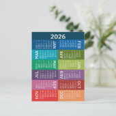 カレンダー – カラフルか月ファンキーの通年 ポストカード (スタンド正面)