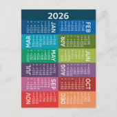 カレンダー – カラフルか月ファンキーの通年 ポストカード (正面)