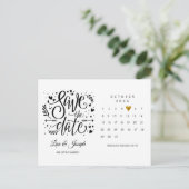 カレンダー ゴールド ハート セーブ・ザ・デート ポストカード (スタンド正面)