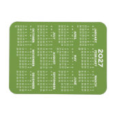 カレンダー - シンプル モダン グリーン ホワイト マグネット (横)