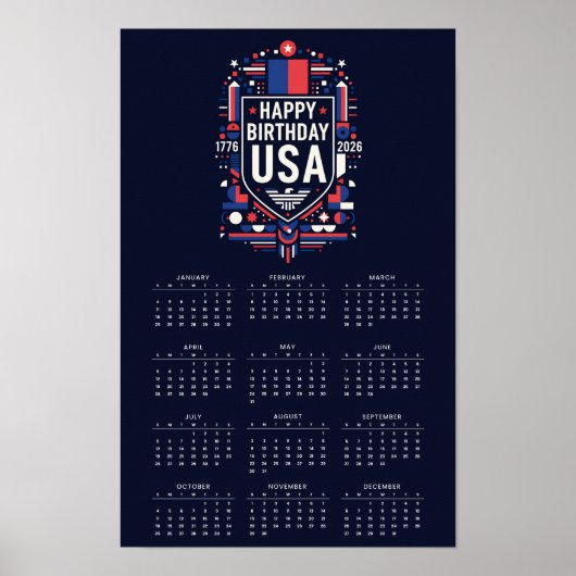 カレンダー ハッピーバースデーUSA 250 ポスター (正面)